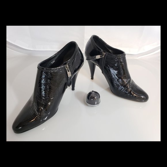 Prada Black Patent Leather Heels Short Booties - Picture 1 of 8